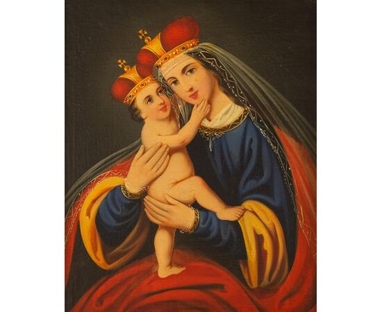 Dipinto antico "Madonna con Bambino" - O/5416 -