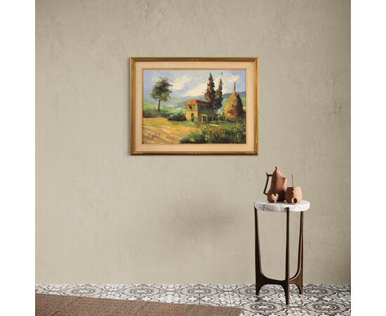 Quadro firmato paesaggio di campagna del XX secolo