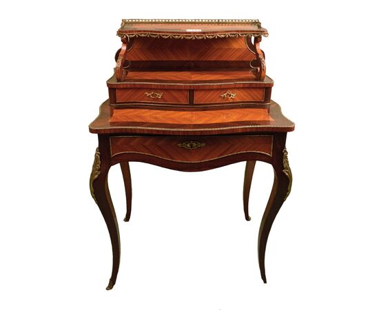 Mobile scrittoio francese del 1800 stile Luigi XV in bois de rose con bronzi