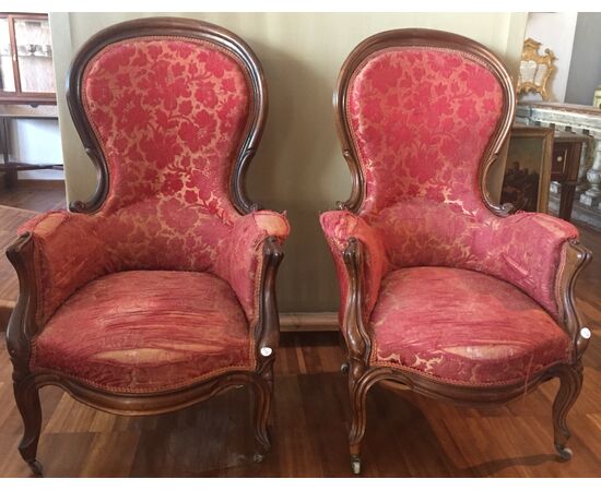 Coppia bergere francesi del 1800 stile Luigi Filippo di ritappezzare