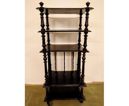 Etagere libreria francese del 1800 in legno ebanizzato porta musica