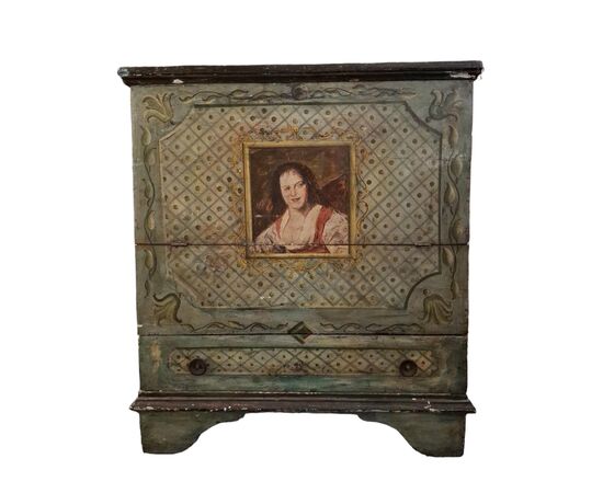 Credenza portabottiglie, decorata e dipinta