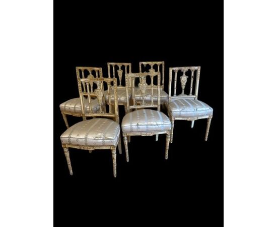 Six lacquered and gilded chairs, Naples, Neoclassical period     