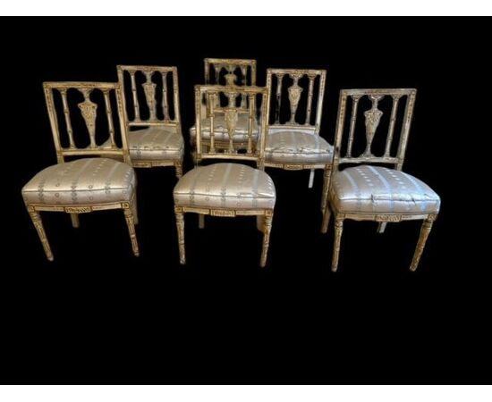 Six lacquered and gilded chairs, Naples, Neoclassical period     