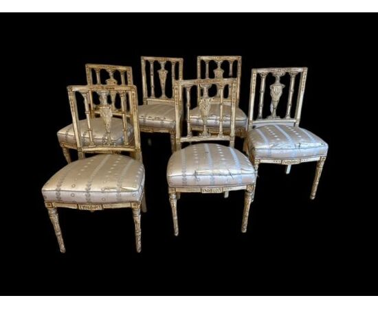 Six lacquered and gilded chairs, Naples, Neoclassical period     