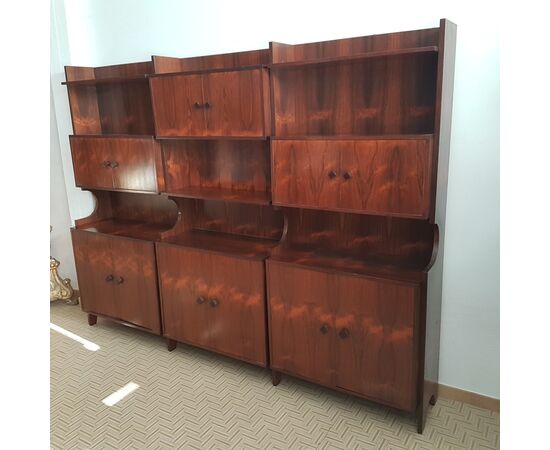 60s WALL BOOKCASE IN BRAZIL ROSEWOOD MODERN VINTAGE DESIGN     