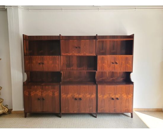 60s WALL BOOKCASE IN BRAZIL ROSEWOOD MODERN VINTAGE DESIGN     