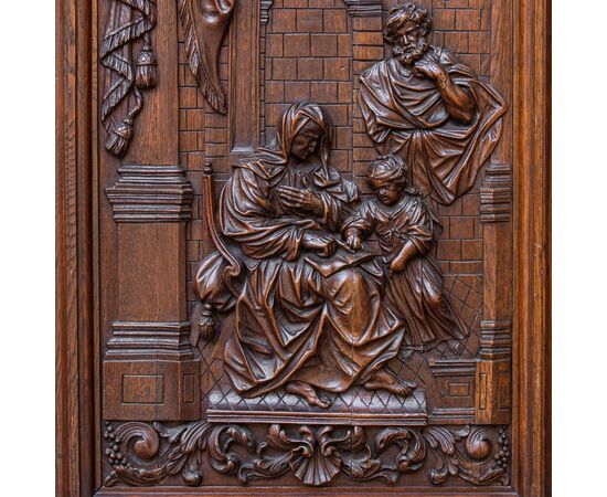 Wooden relief, Education of the Virgin, 17th century     