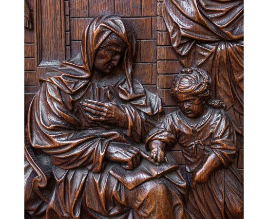 Wooden relief, Education of the Virgin, 17th century     