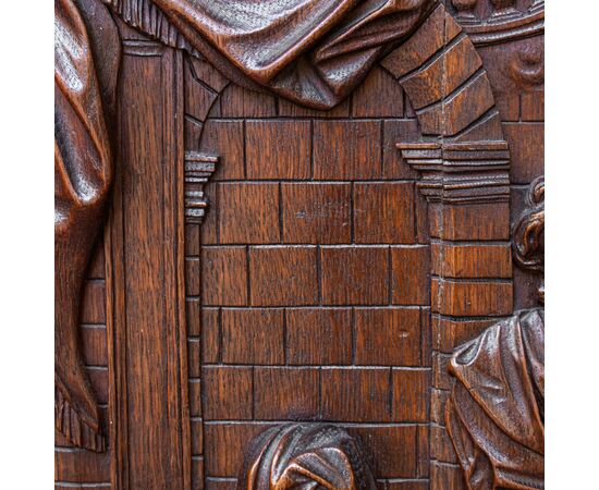 Wooden relief, Education of the Virgin, 17th century     