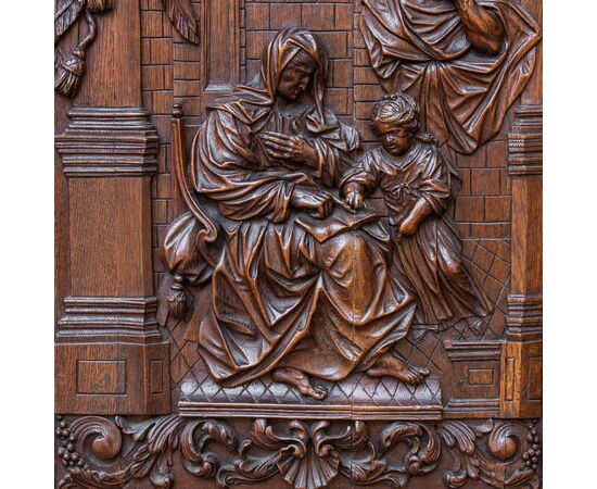 Wooden relief, Education of the Virgin, 17th century     