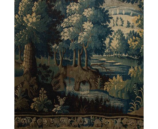 Aubusson, XVII secolo,  Arazzo con paesaggio