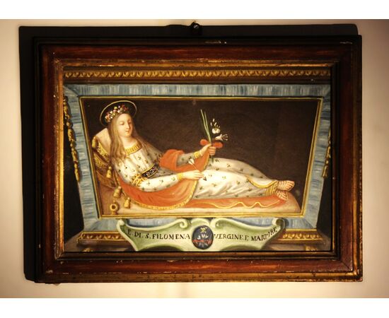 S. Filomena dipinto olio su zinco, XVIII sec.