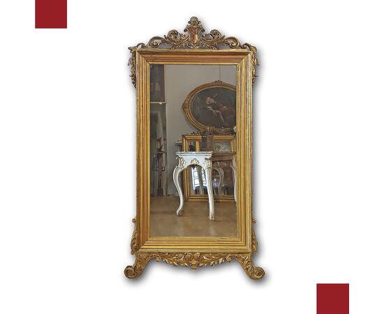 EARLY 19th CENTURY GOLDEN MIRROR WITH COAT OF ARMS