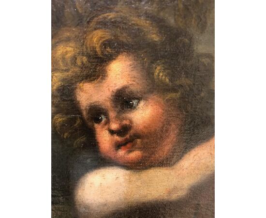 DIPINTO OLIO SU TELA RAFFIGURANTE " GIOCO DI PUTTI "