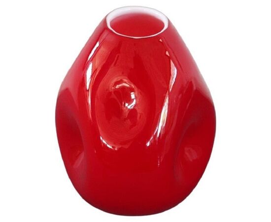 Raffinato vaso rosso in vetro incamiciato, Murano anni '70 PREZZO TRATTABILE