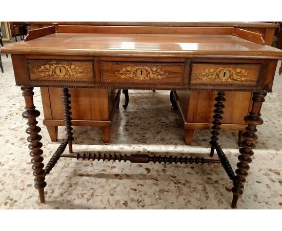 Scrivania scrittoio Nord Europa Stile Biedermeier del 1800 in palissandro