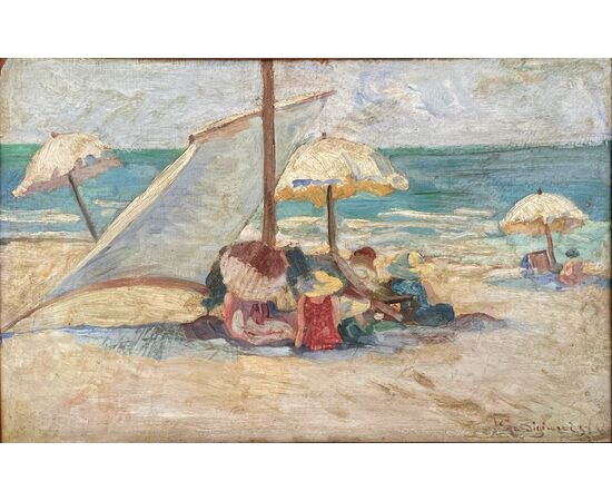 Edoardo Gordigiani 1951 – Marina con spiaggia