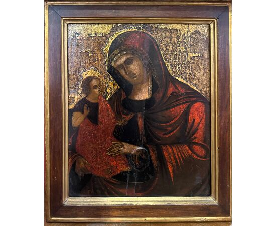 DIPINTO MADONNA COL BAMBINO, AMBITO VENETO-CRETESE XVII Secolo.