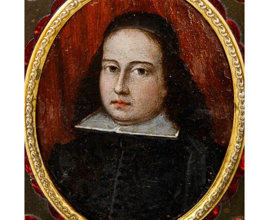 XVII secolo, Ritratto di uomo, olio su rame 