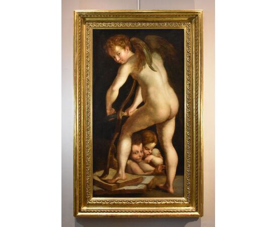 Amore che fabbrica l’arco, Seguace di Francesco Mazzola, Parmigianino (Parma, 1503 - Casalmaggiore, 1540)