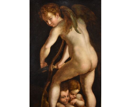 Amore che fabbrica l’arco, Seguace di Francesco Mazzola, Parmigianino (Parma, 1503 - Casalmaggiore, 1540)