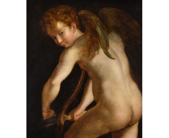 Amore che fabbrica l’arco, Seguace di Francesco Mazzola, Parmigianino (Parma, 1503 - Casalmaggiore, 1540)