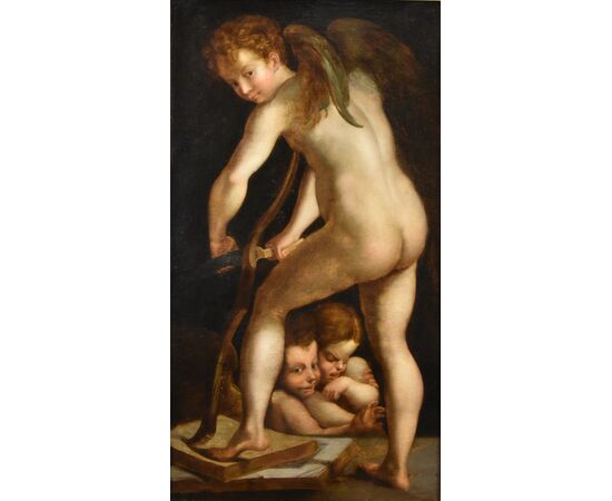 Amore che fabbrica l’arco, Seguace di Francesco Mazzola, Parmigianino (Parma, 1503 - Casalmaggiore, 1540)