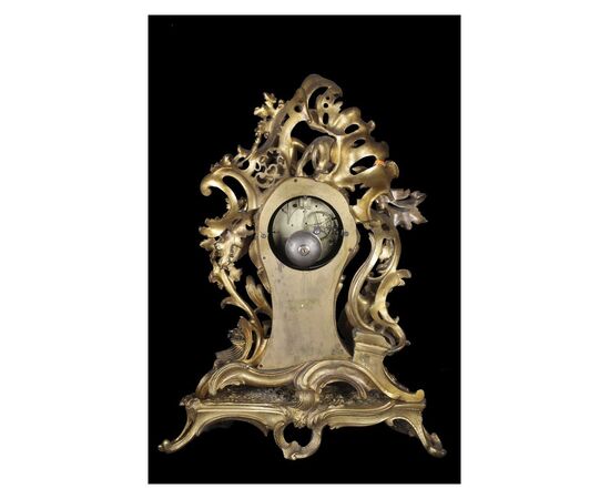 Stupendo orologio in bronzo dorato in stile barocco francese del 1800 con putti