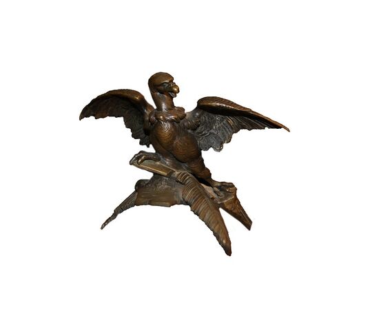 Piccola scultura in bronzo francese del 1800 raffigurante " Condor "