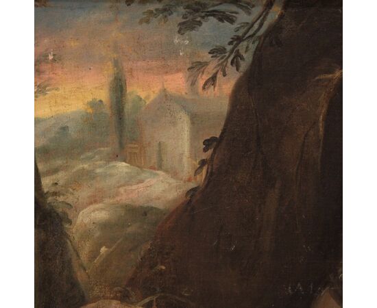 Italian religious painting Saint Francis from the 18th century