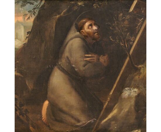 Italian religious painting Saint Francis from the 18th century