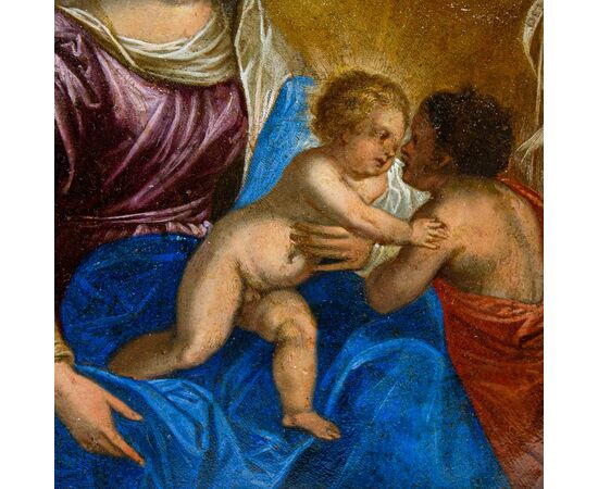 Hans Rottenhammer (Monaco, 1564 – Augusta, 1625),attr.  Madonna con bambino e San Giovannino