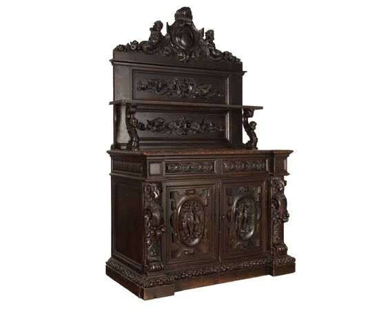 Credenza con Alzata Neorinascimento Italia Fine XIX Secolo