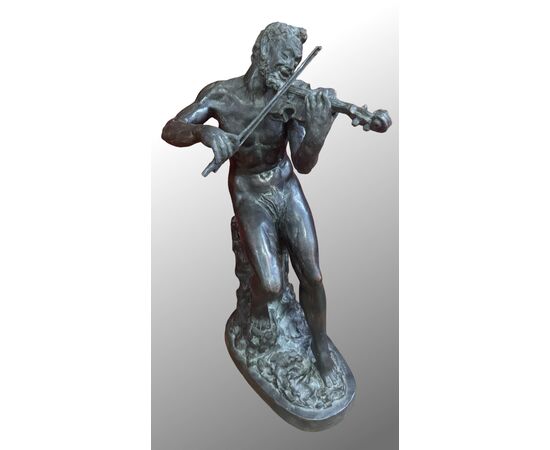 SATIRO CHE SUONA IL VIOLINO – SCULTURA IN TERRACOTTA  XX Secolo