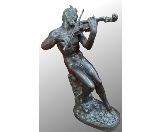 SATIRO CHE SUONA IL VIOLINO – SCULTURA IN TERRACOTTA  XX Secolo