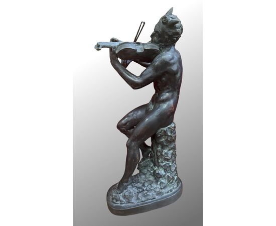 SATIRO CHE SUONA IL VIOLINO – SCULTURA IN TERRACOTTA  XX Secolo