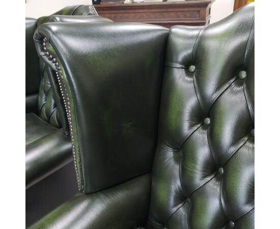 Poltrona chesterfield Queen Anne nuova inglese originale in pelle bordeaux 