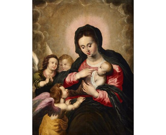 Madonna con Bambino e tre angeli, Hendrick van Balen (Anversa 1575 – 1632) bottega