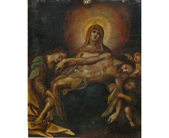 Pietà, dipinto a olio su rame,  Nord Italia, XVII° secolo