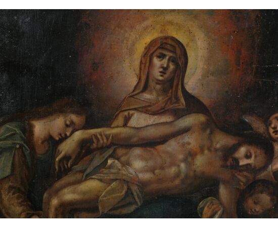 Pietà, dipinto a olio su rame,  Nord Italia, XVII° secolo