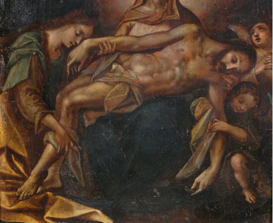 Pietà, dipinto a olio su rame,  Nord Italia, XVII° secolo