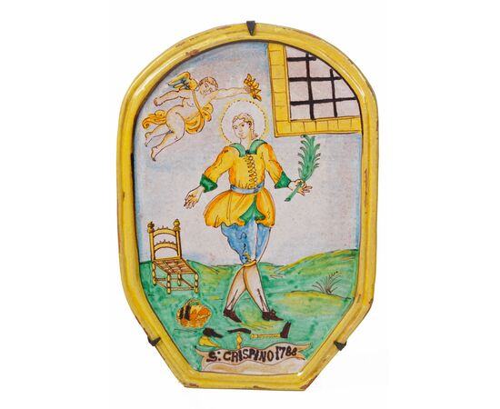 Targa devozionale in maiolica , datata 1788