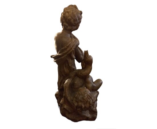 Putti con cigno, terracotta del XVIII secolo