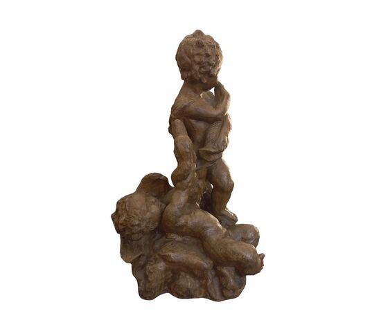 Putti con cigno, terracotta del XVIII secolo