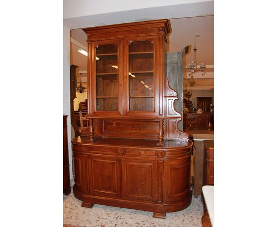 Grande credenza stile Luigi Filippo in legno di Rovere del 1800