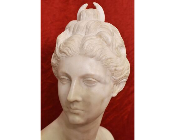 SCULTURE ANTICHE IN MARMO, SCULTURA ANTICA DI DONNA, DIANA, HUDON, EPOCA XIX SECOLO. (STMA76)