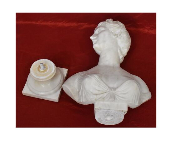 SCULTURE ANTICHE IN MARMO, SCULTURA ANTICA DI DONNA, DIANA, HUDON, EPOCA XIX SECOLO. (STMA76)
