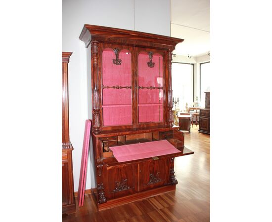 Vetrina Libreria BookCase Inglese Stile Regency di metà 1800 in mogano