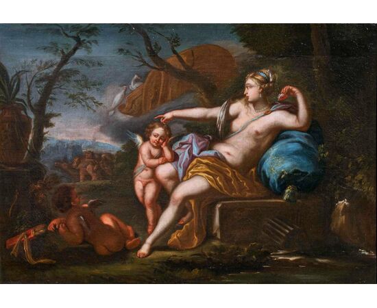 Ambito di Bon Boullogne (1649 -1717), Venere e Cupido con corteo bacchico 